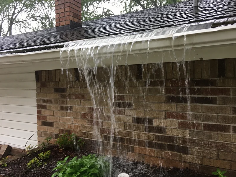 Before: Gutters & Roof, the same spot before and after.
